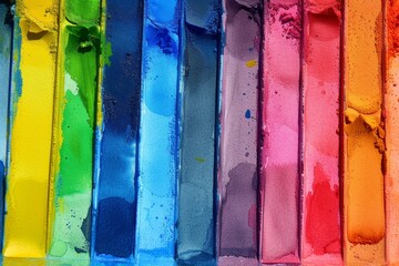 This vibrant rainbow watercolor palette serves as an excellent image for art education pride or whenever a rainbow depiction is needed - obrazy, fototapety, plakaty