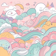 Colorful gradation with fluid waves Abstract background