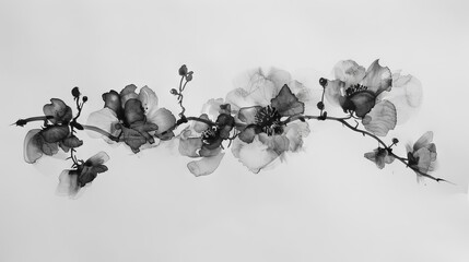 Delicate Ink Flowers: Black and White Floral Art