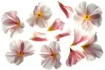 Fototapeta premium White and Pink Frangipani Flowers on a White Background