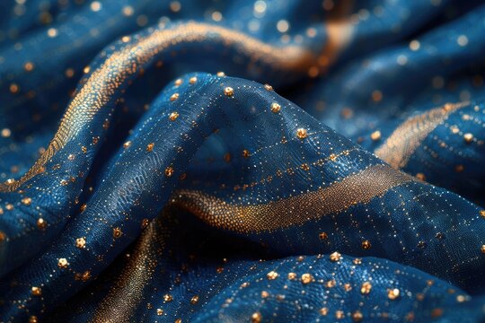 Close-up on the luxurious fabric and textures of a high fashion outfit, capturing the essence of designer craftsmanship
