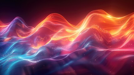 abstract liquid glass holographic iridescent neon curved wave in motion dark background d render gradient design element for banners backgrounds wallpapers and coversillustration image