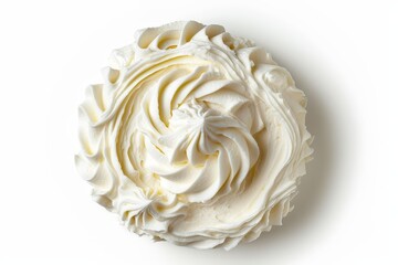 Top view of isolated whipped cream on a white background