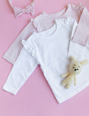 Set of baby bodysuits, pants, socks and knitted toy - 792425795