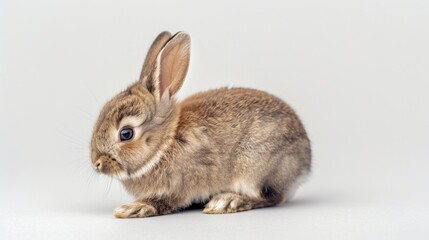Naklejka premium A cute little rabbit looking curiously, isolated on a white background. AI Generative.