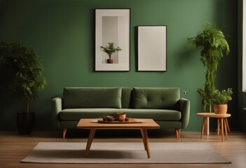 lounge chair home sofa Scandinavian interior gray coffee design table wall Wooden green