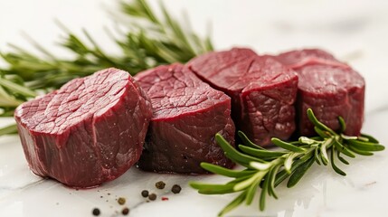 Freshly cut beef tenderloin on a clear background