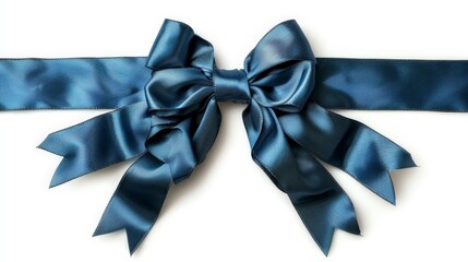 Classic blue bow ribbon isolated for versatile use in decoration