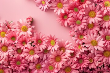 Bunch of Pink Flowers on Pink Background