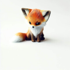 Fototapeta premium Little fox with beautiful color and white background.with Generative AI technology 