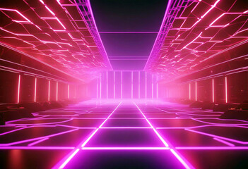 'rendering 3d backdrops geometric style technology background pattern line grid light neon glowing...