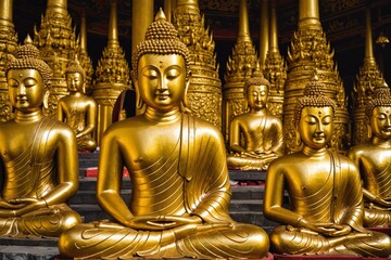 Golden Buddha statues at a Buddhist temple