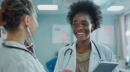 Smiling Healthcare Professionals in Discussion