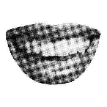 Retro halftone collage elements, halftone effect design, eye retro design	
