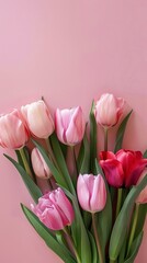 Fototapeta premium Vase Filled With Pink and Red Tulips