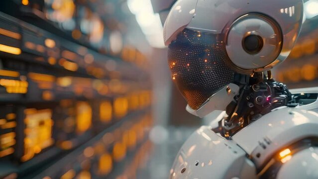 AI Overseer at Supercomputer Core. Concept AI Ethics, Supercomputer Administration, Machine Learning Algorithms, Data Security, Artificial Intelligence Governance