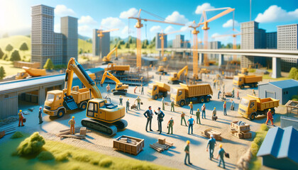 miniature construction site scene