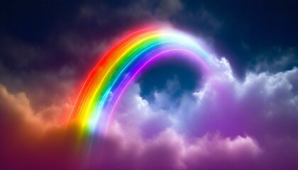 Luminous Horizons: Neon Rainbow Above the Clouds