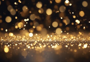 'dark abstract Sparkling light dust bokeh background. confetti particles. glittering Golden...