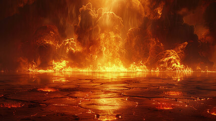 A representation of hell with burning flames that burn eternally. Religious Background.