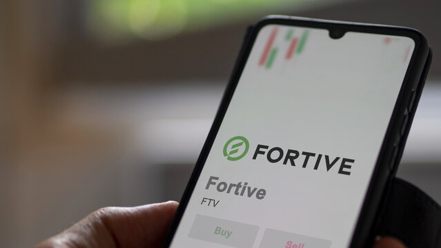 April 09th 2024 , Everett, Washington. Close up on logo of Fortive on the screen of an exchange. Fortive price stocks, $FTV on a device.