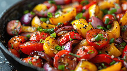 Colorful Vegetables in a Frying Pan