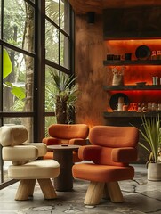 Modern Interior with Stylish Upholstered Chairs and Natural Light