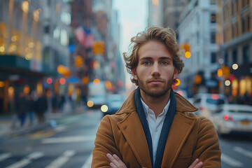 Fototapeta premium A man stare out the windwos of a high rise office