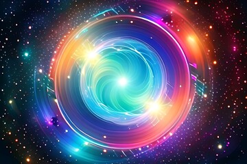 Obraz premium Luminous nebula fractal burst abstract background in circular motion. Abstract neon space nebular background
