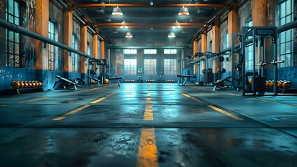 Embrace solitude in empty gym sculpt strength transform with determination and focus. Concept Solitude, Empty Gym, Sculpting Strength, Determination, Focus