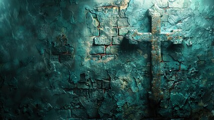 Holy Cross on Clean Background. A simple yet powerful depiction of a cross on a clean wall, allowing ample space for incorporating religious texts. Religious background. - obrazy, fototapety, plakaty