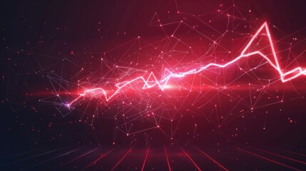 Lightning sign,symbol of electrical voltage from futuristic polygonal red lines and glowing stars for banner, poster, greeting card. AI generated