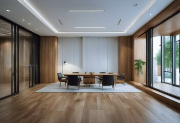 interior open area space office hall wall Wooden blank