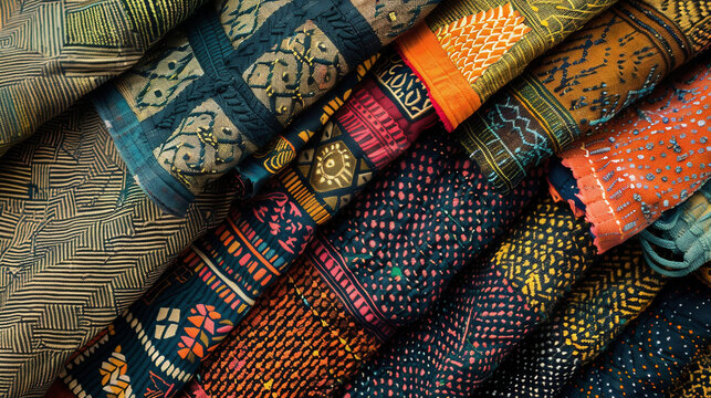 Textured handmade Backgrounds of textiles with unique patterns from India