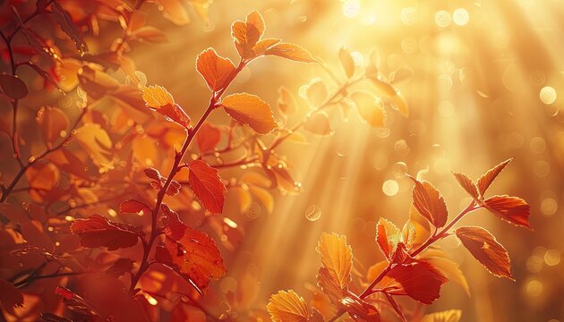Warm sunlight filtering through autumn leaves