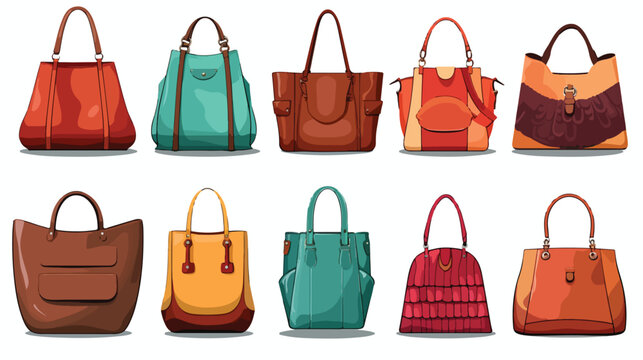 Set of stylish womens handbags - tote shopper hobo