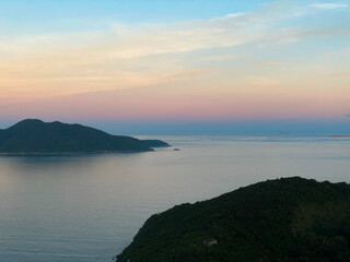 Serene Sunset Over Tranquil Coastal Landscape