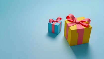 Gift Boxes on Blue Background with Space for Text Mockup 3D Render