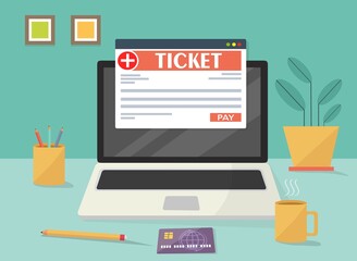 Concetto di pagamento delle imposte online sul laptop - illustrazioni ticket ospedale medico dottore  - obrazy, fototapety, plakaty
