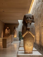 Ancient Egyptian Sarcophagus Exhibits in Museum Gallery