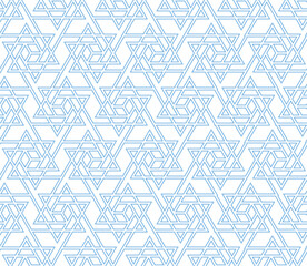 The geometric pattern with lines. Seamless vector background. White and blue texture. Graphic modern pattern. Simple lattice graphic design