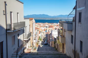view of the streets in the city Sant'Antioco, Sardinia, Italy © marcinmaslowski