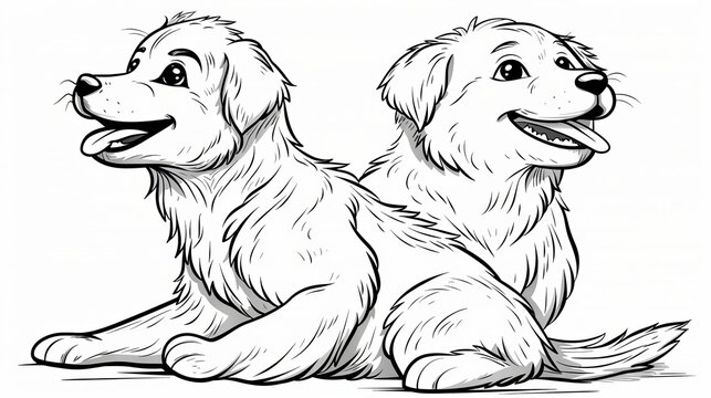 Animal Coloring Book: A cute puppy sitting with a playful expression