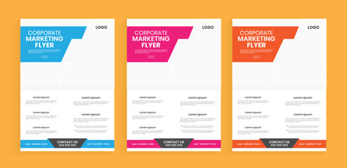Corporate marketing flyer design. Business print graphic colorful flyer design. Company publication leaflet, handout, poster, or journal design.