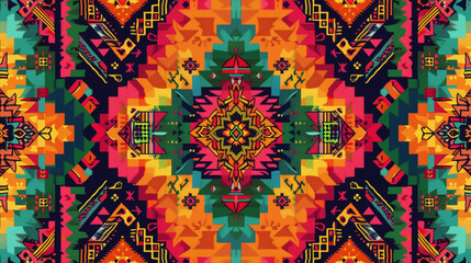 Textile Detail Seamless Background with Mexican Color (texture pattern for continuous replicate)