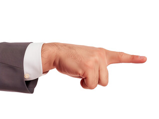 Obraz premium a businessman hand point to something isolated on transparent background