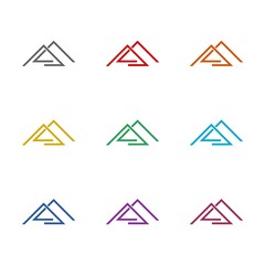 Roof logo icon isolated on white background. Set icons colorful