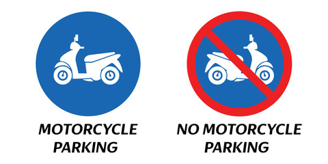 Motorcycle parking prohibited sign. Stock vector
