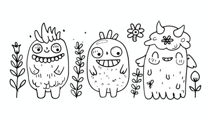 Cute Coloring Page for Kids. Line Art Vector Element.
