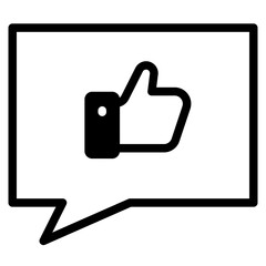 Obraz premium Likes with comment icon. Bubble speech talk with thumb up icon. Testimonials and customer relationship management concept.